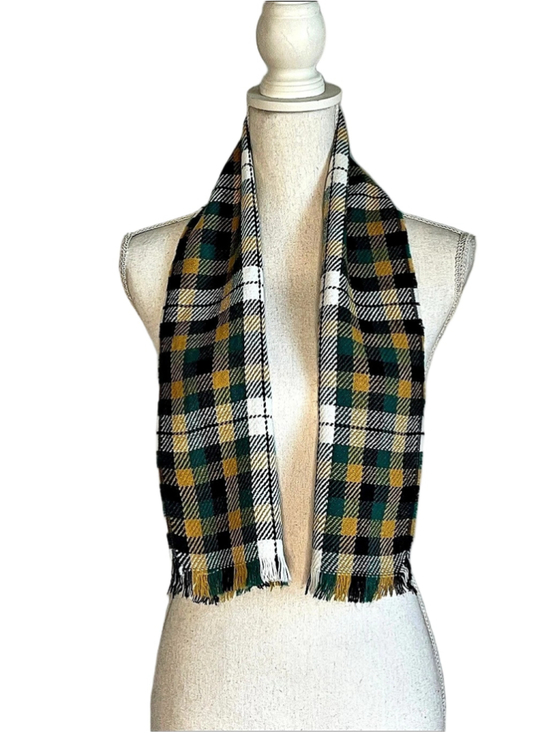 Accessories - Plaid Scarf in Green, Black & Yellow